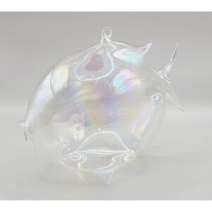 Silvestri Iridescent Blown Glass Fish W/ Hanging Loop Handcrafted Home Décor